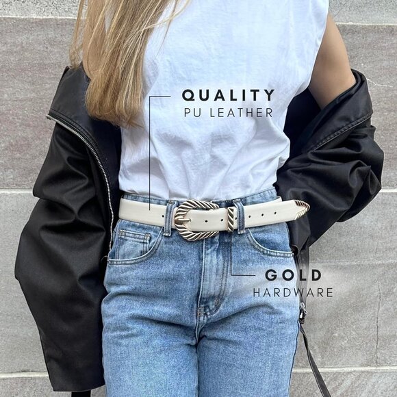 Western Cowgirl Belts Women PU Leather Cowboy Belt Buckle Set Plus Size - Picture 4 of 6